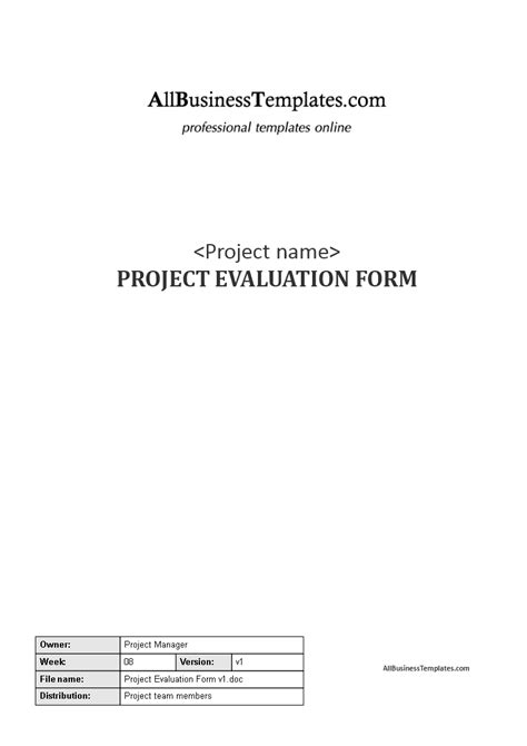 Premium Project Evaluatie Formulier Template