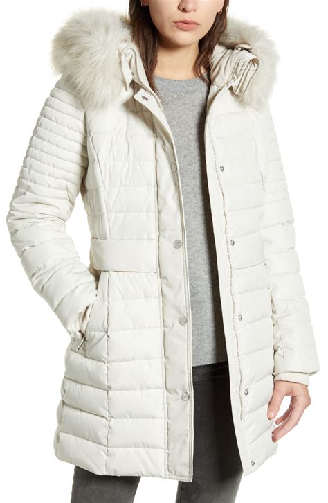 Kenneth Cole New York Faux Fur Trim Hooded Puffer Coat Nordstrom