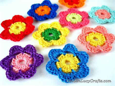 Easy Crochet Flowers Applique Free Crochet Pattern Goldenlucycrafts