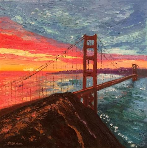 Sunrise Bridge with Rock 2 Oil Painting – Susan Sternau Studios