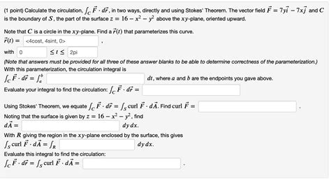 1 Point Calculate The Circulation ∫cf⋅dr In Two