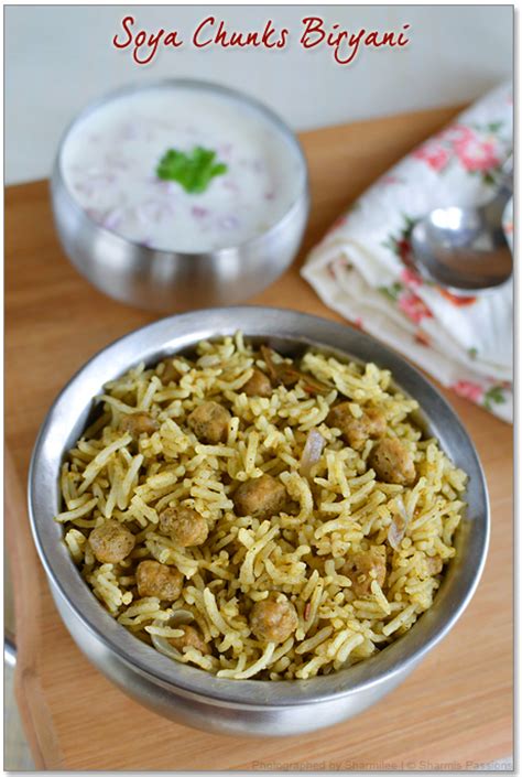 Soya Chunks Biryani Recipe Meal Maker Biryani Recipe Sharmis Passions