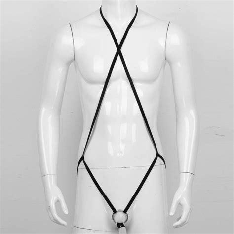 Amazon.com: YOOJOO Men's Mankini Halter Neck Slingshot Suspender ...