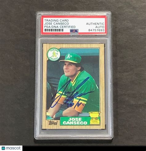 1987 Topps Baseball 620 Jose Canseco Signed Card PSA Slabbed Auto A S