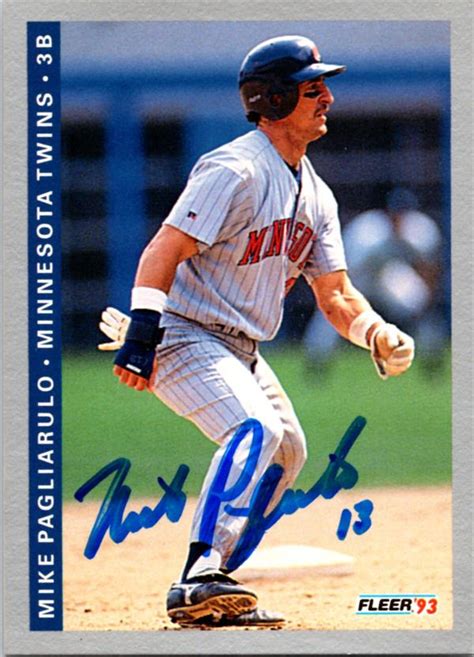 Mike Pagliarulo Autographed Baseball Card Minnesota Twins Fleer