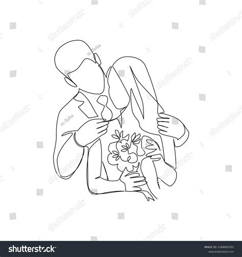 Vector Illustration Couple Love Drawn Line Stock Vector (Royalty Free) 2188683291 | Shutterstock