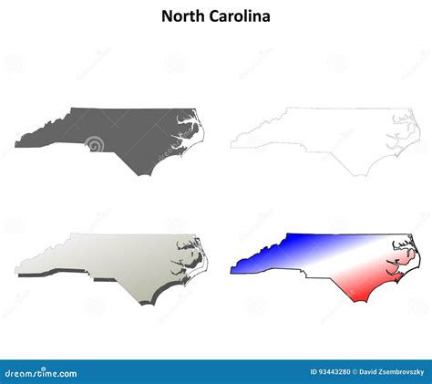 North Carolina Outline Map Set Stock Vector Illustration Of Carolina