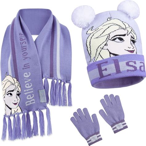 Disney Cappello Bambina Elsa Frozen Set Invernale Cappello Sciarpa