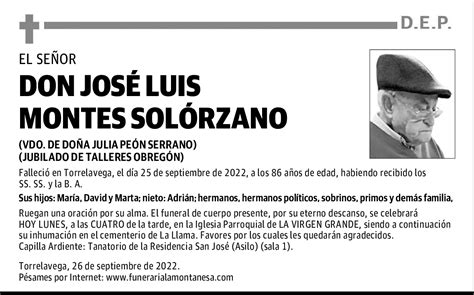 DON JOSÉ LUIS MONTES SOLÓRZANO Esquela El Diario Montañés