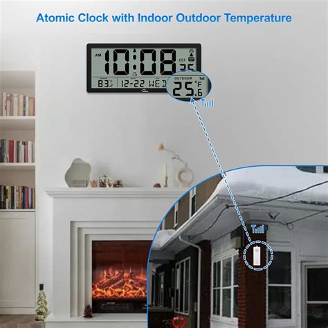 Buy Wallarge Atomic Clock With Indoor Outdoor Temperature Large