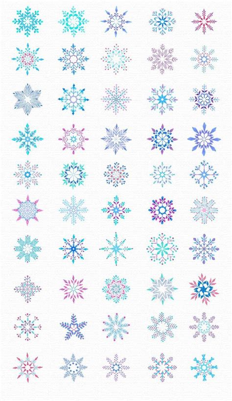 The Snowflakes Are All Different Colors And Sizes