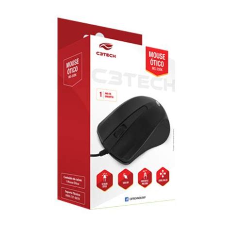 MOUSE OFFICE C3TECH USB 1000DPI PRETO MS 20BK