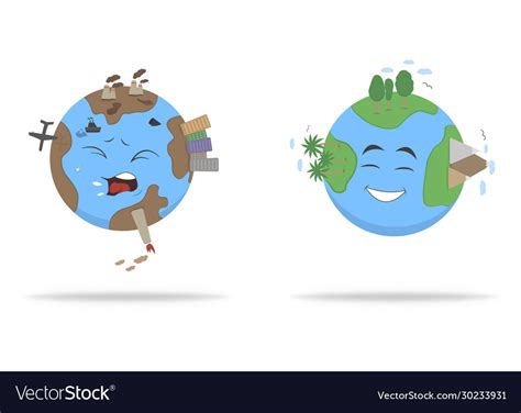 Earth before and after virus coronavirus save Vector Image