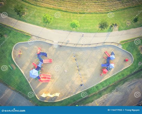 Aerial View Colorful Playground at Public Park in Houston, Texas Stock ...