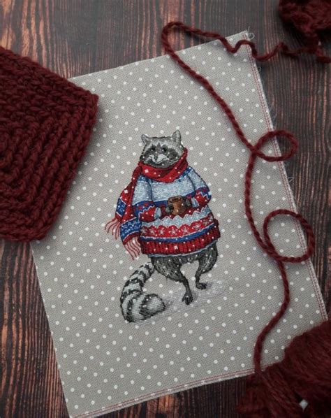 Raccoon Cross Stitch Design In PDF Format Series By Julia Etsy