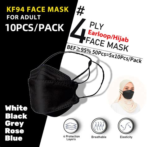 Ready Stock KF94 Mask 10 Pcs Bundle Pack 4ply Korean Adult Earloop