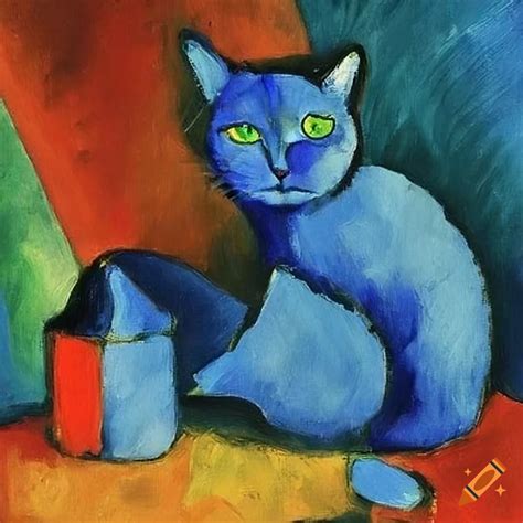 Blue Cats Abstract Painting By August Macke On Craiyon