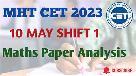 Mht Cet May Shift I Paper Analysis Mathematics Complete