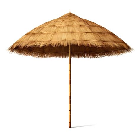 Premium AI Image Straw Beach Umbrella Isolated On Transparent Or