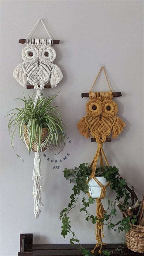 Macrame Owl Plant Hanger Macrame Plant Hanger And Hanging Etsy Uk