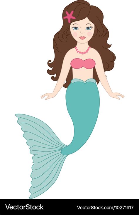 Brunette Mermaid Royalty Free Vector Image Vectorstock