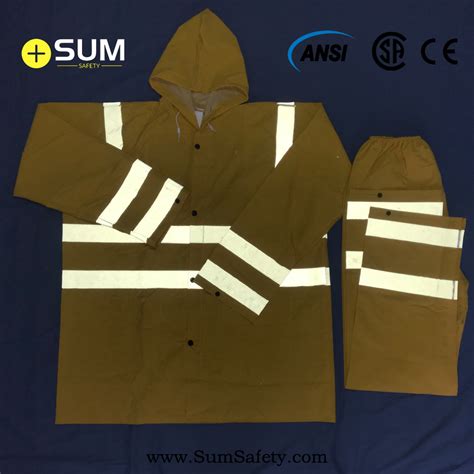 PVC/Polyester Raincoat with reflective strips - SUM SAFETY - High ...