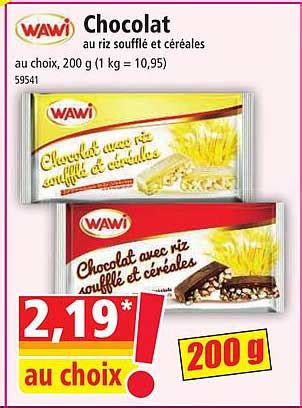 Promo Chocolat Au Riz Souffl Et C R Ales Wawi Chez Norma Icatalogue Fr