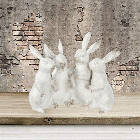 Bunny Quartet Figurine Antique Farmhouse Bunny Decor Shabby Chic Farmhouse