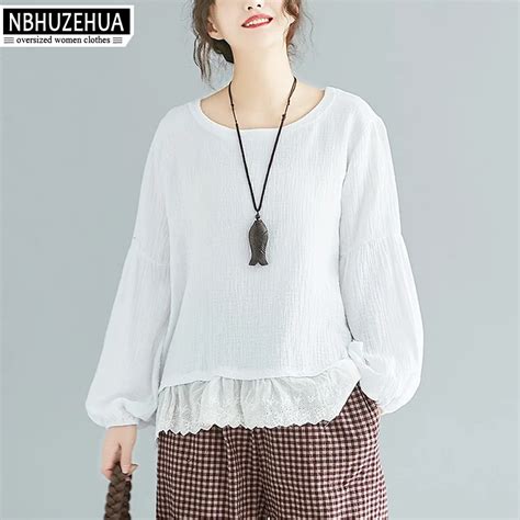 Nbhuzehua A71 Woman Tops Summer 2018 Long Sleeve Blouse Large Sizes