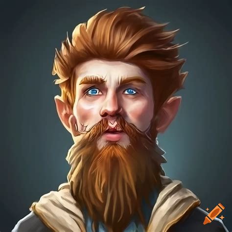 Friendly Male Mage Gnome With Blue Eyes Brown Beard And Hazelnut Hair