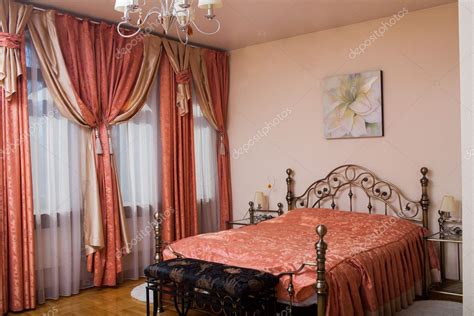 Interior room. curtains. drapes. bedroom — Stock Photo © kopitin #45525413