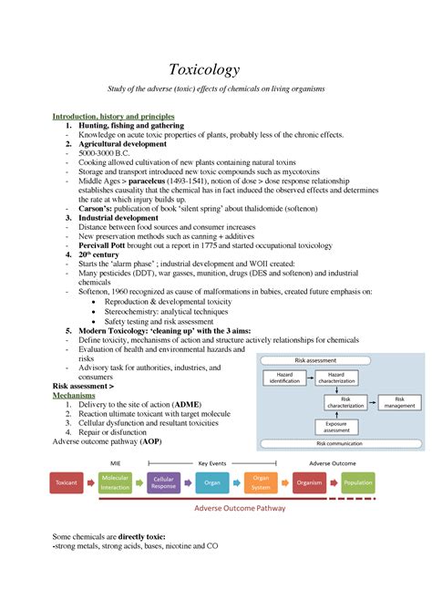 Toxicology Summary Complete Sv Van Alle Stof Colleges Syllabus En