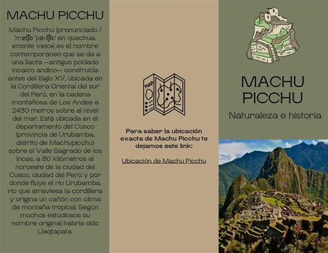 Folleto Tr Ptico Machu Picchu In Machu Picchu Picchu Machu