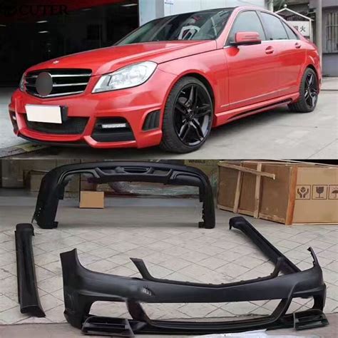 W204 C200 C300 Car Body Kit FRP Unpainted Front Bumper Rear Bumper Side