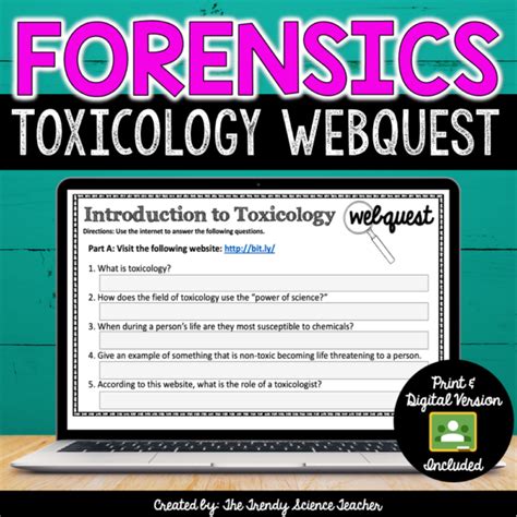 Toxicology Webquest Forensics Activity ⋆ The Trendy Science Teacher