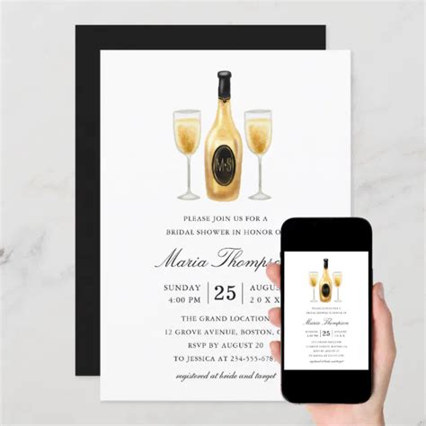 Elegant Modern Wine Tasting Bridal Shower Invitation Zazzle