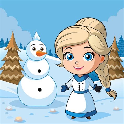 Premium Vector | Girl in winter outfit skiing vacation snow fun kids ...