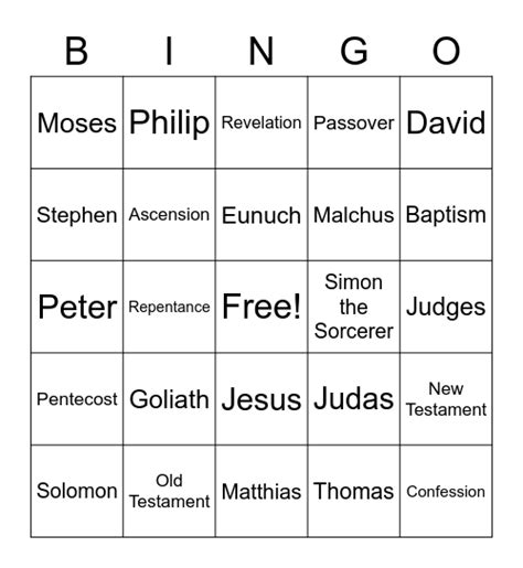 Bible Bingo Card