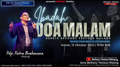 Ibadah Doa Malam Tatap Muka Gereja Bethany Yestoya 13 Oktober