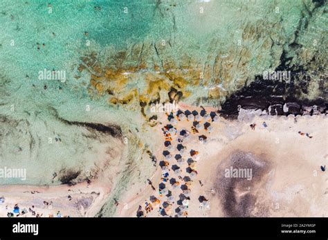 Amazing Aerial Panoramic View On The Famous Balos Beach In Balos Lagoon