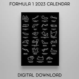 Formula 1 2023 Calendar, F1 2023 Calendar, Formula 1 Circuits, F1 Wall Art, GP 2023 Calendar ...