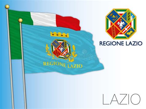 Lazio Official Regional Flag and Coat of Arms, Italy Stock Vector ...