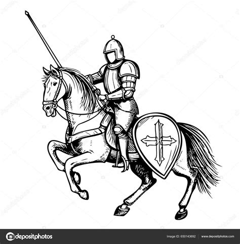 Knight Horse Hand Drawn Sketch Doodle Style Illustration Stock Vector ...