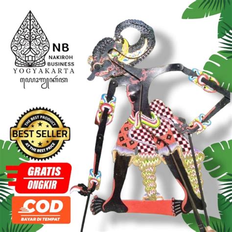 Wayang Kulit Sapi ASLI Bima Werkudara Hitam Ukuran 60cm Standar Dalang