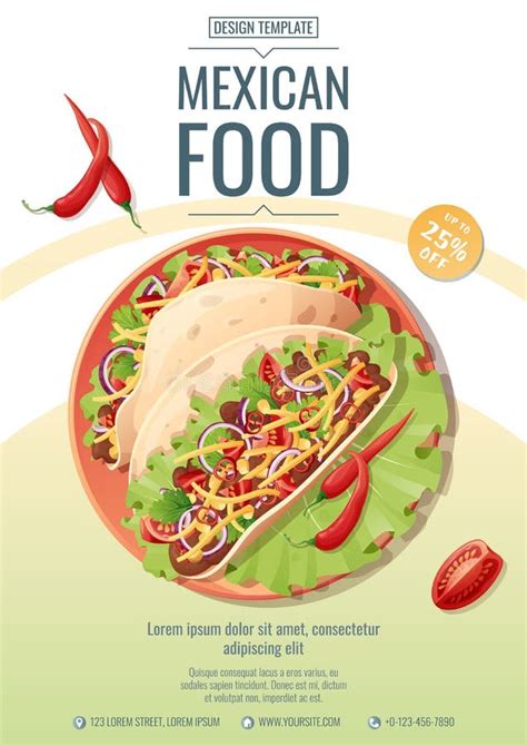 Mexican Food Flyer Template Tacos With Minced Meat Vegetables Chili