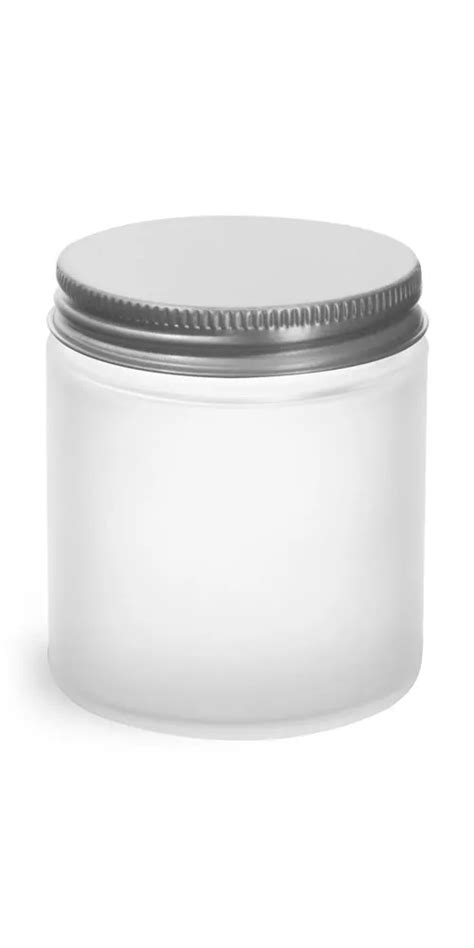 8 Oz Frosted Glass Straight Sided Jars W Lined Aluminum Caps