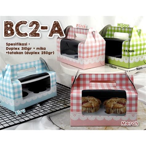 Jual Box Cupcake Motif Isi 2 Gagang Kemasan Dus Gable Muffin