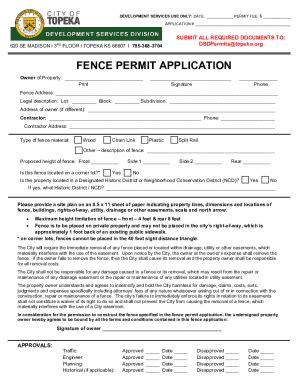 Fillable Online Fence Permit App DRAFT Fax Email Print PdfFiller