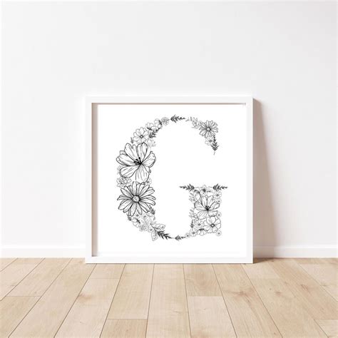 Blumen Monogramm Initial Digital bedruckbar für Brautparty Geschenk