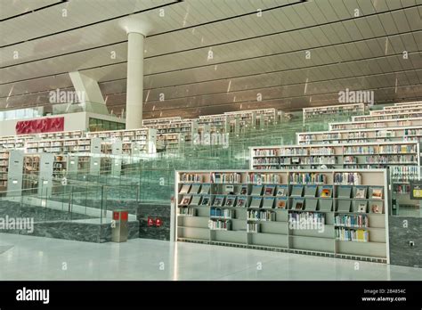 An interior view of the iconic Qatar National Library, Education City ...